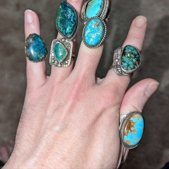 Handmade Jewelry - UNLISTED Jewelry - Malachite OR Turquoise w Solid Sterling Silver Bezeled RING